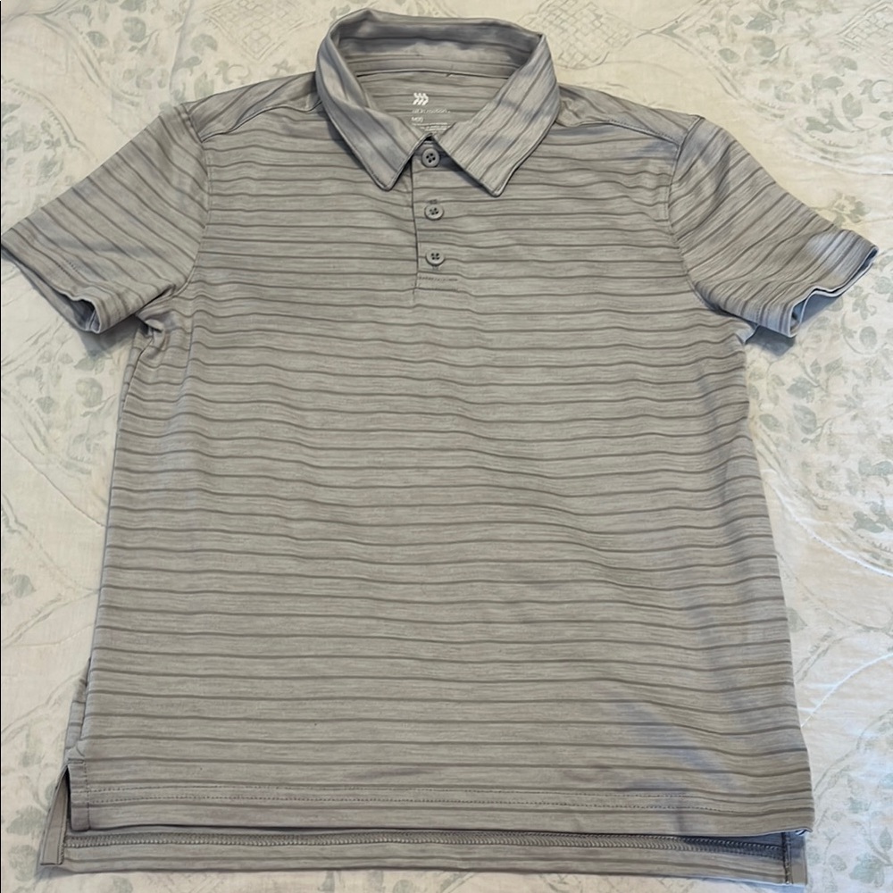 All in Motion Gray Polo Shirt with Horizontal Stripes